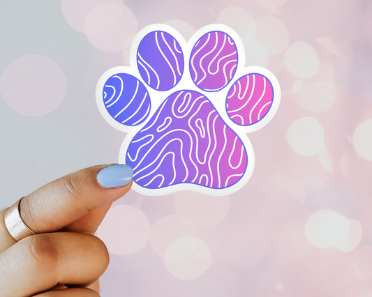 Purple Pink Sunset Paw Vinyl Sticker