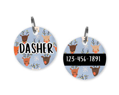 Reindeer Blitz Custom Dog ID Tag