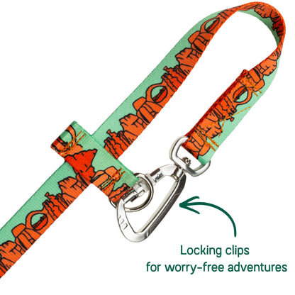 We Love Utah (mint) Hands-Free Cross Body Dog Leash – Utah National Parks Inspired | 4-Way Adjustable
