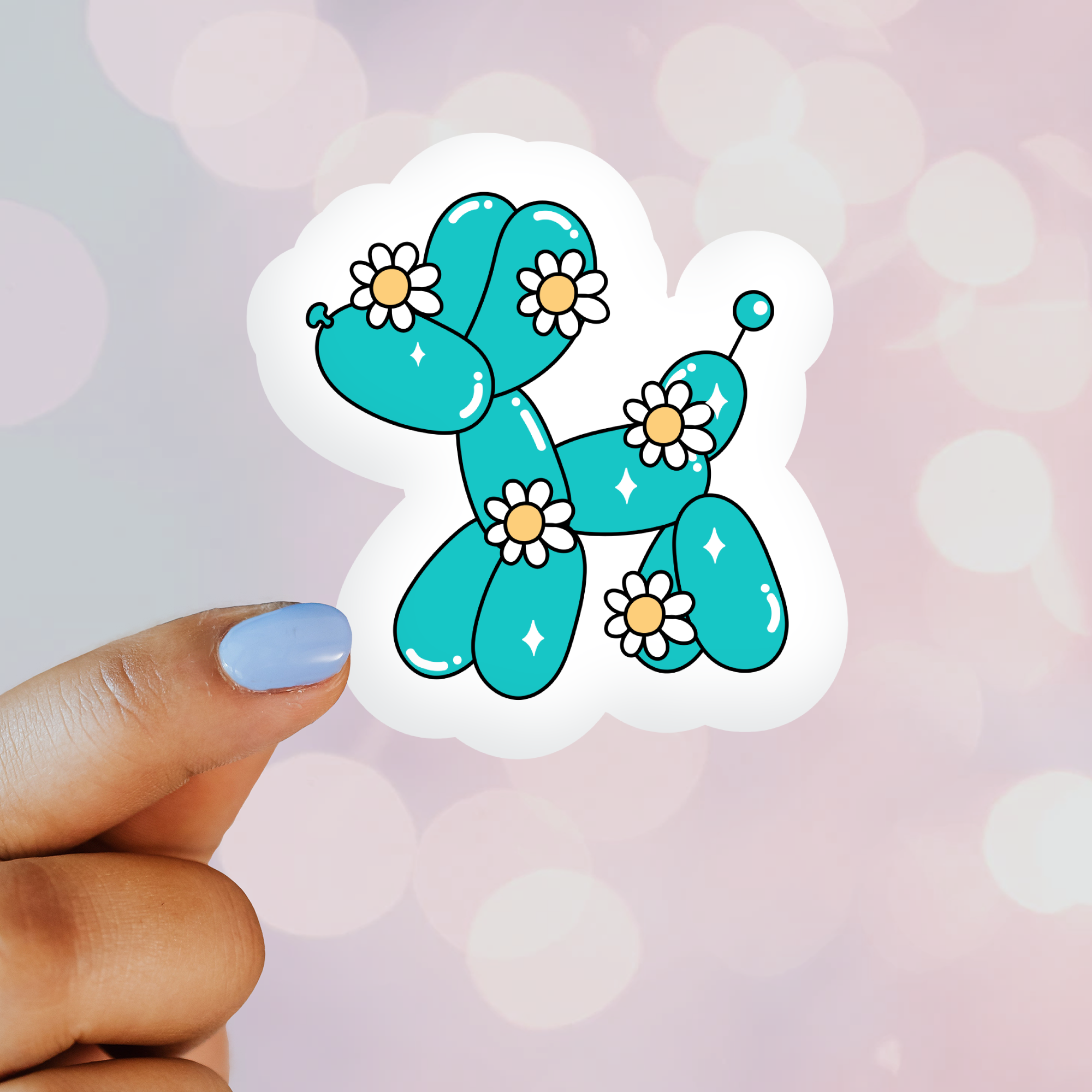 Teal Ballon Dog Sticker