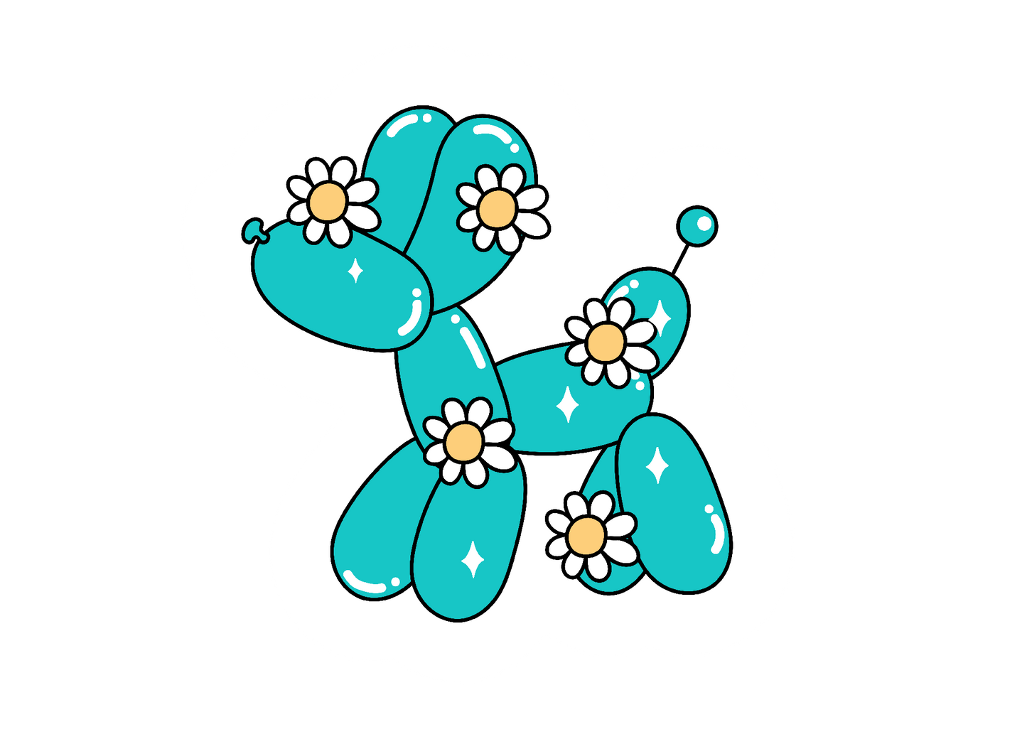 Teal Ballon Dog Sticker