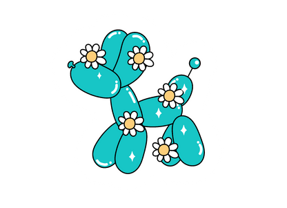 Teal Ballon Dog Sticker