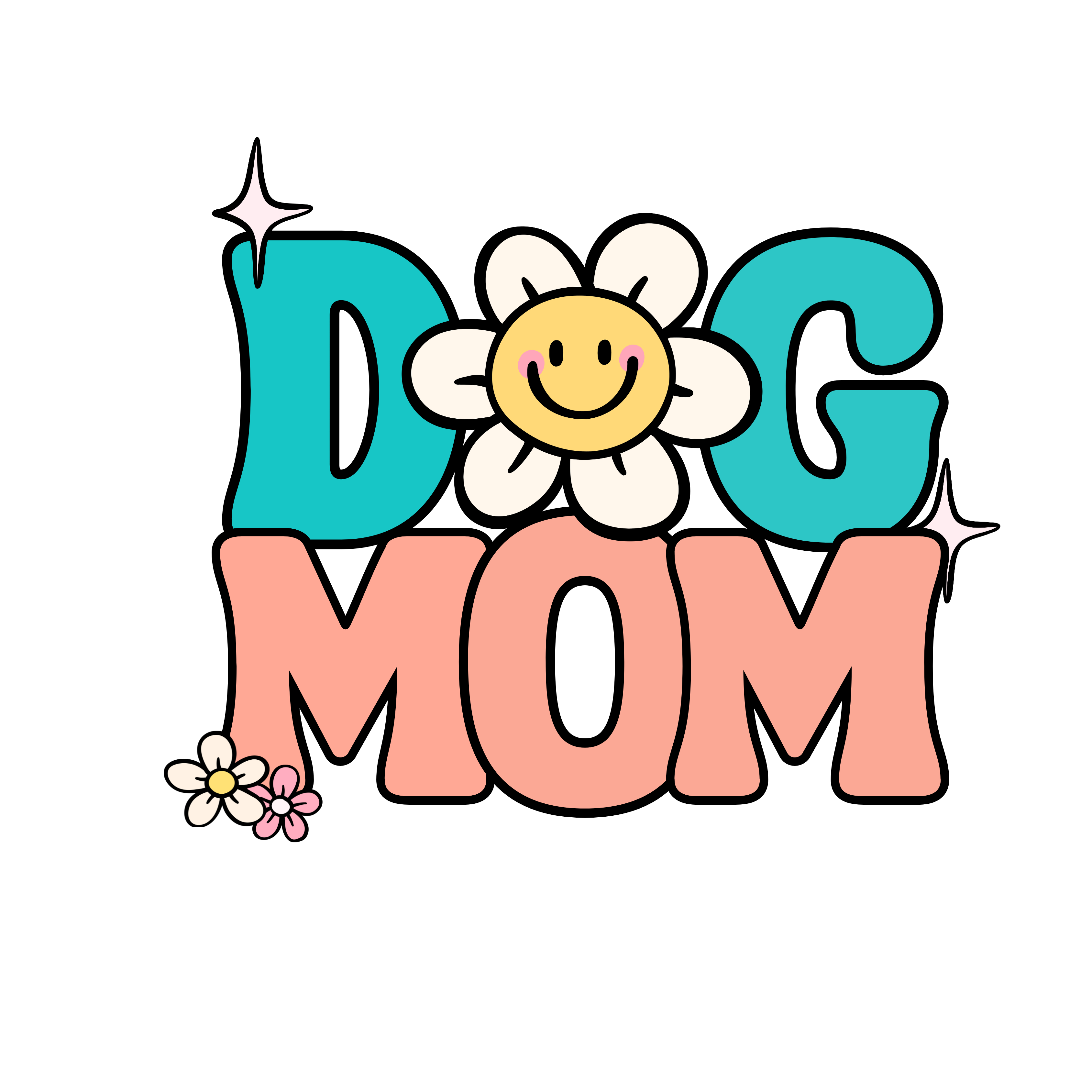 Happy Floral Dog Mom Sticker
