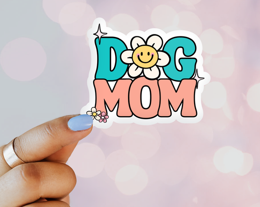 Happy Floral Dog Mom Sticker