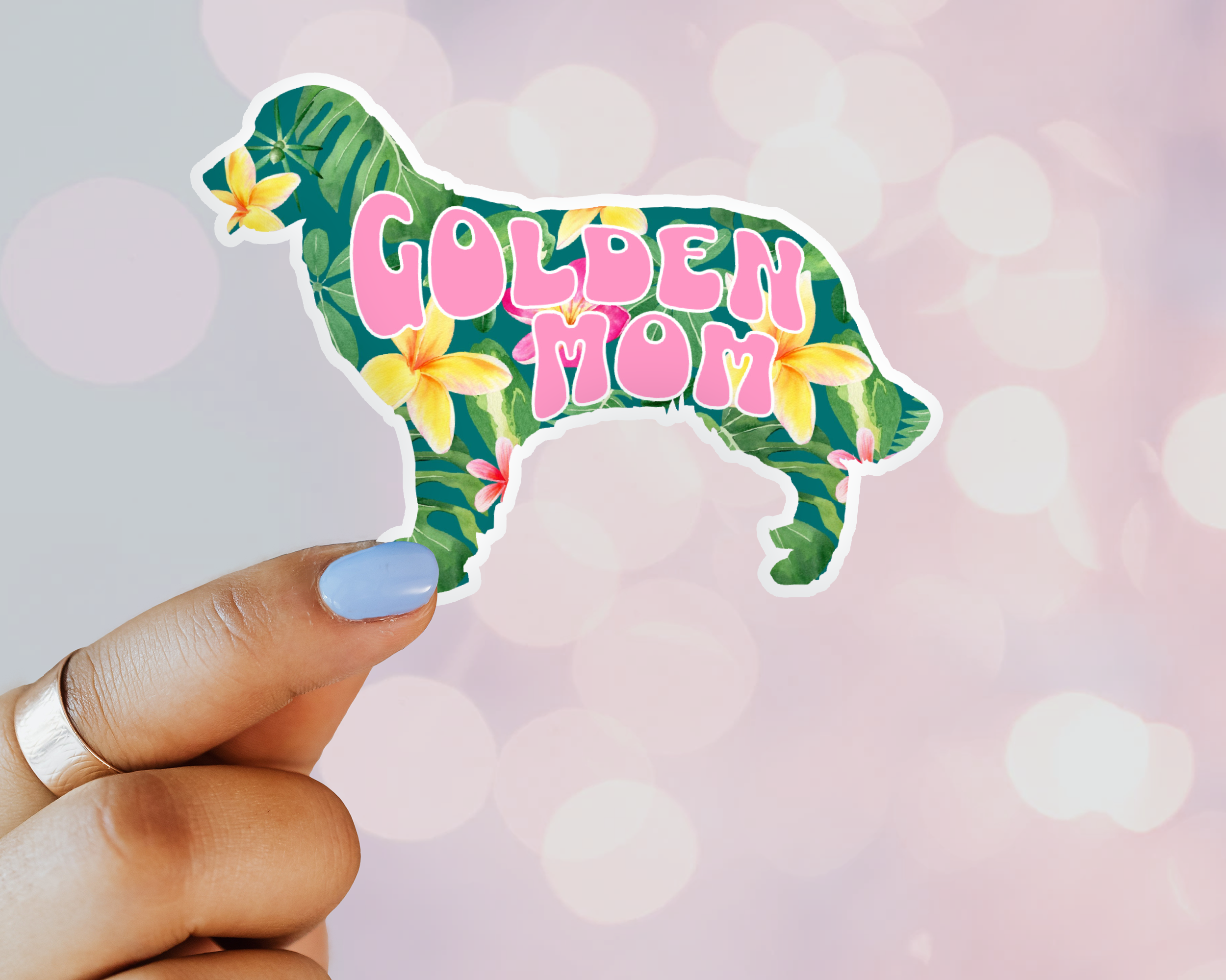 Tropical Golden Retriever Dog Mom Sticker