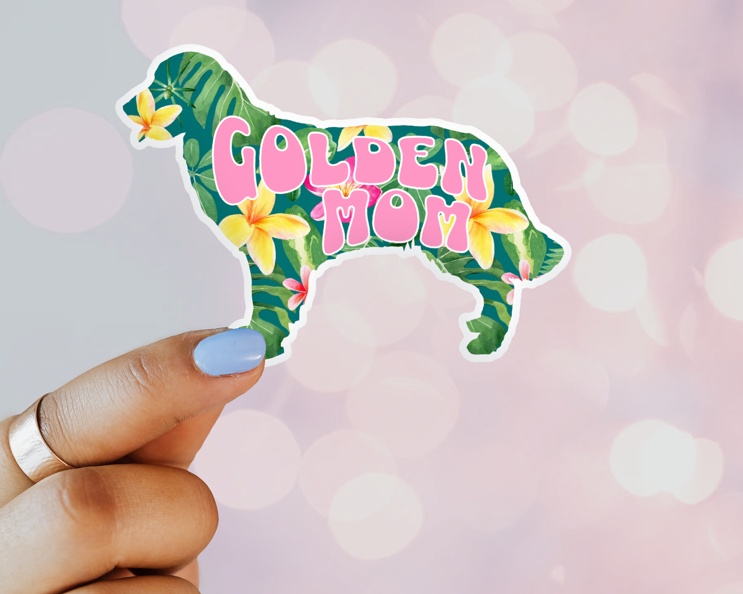 Tropical Golden Retriever Dog Mom Sticker