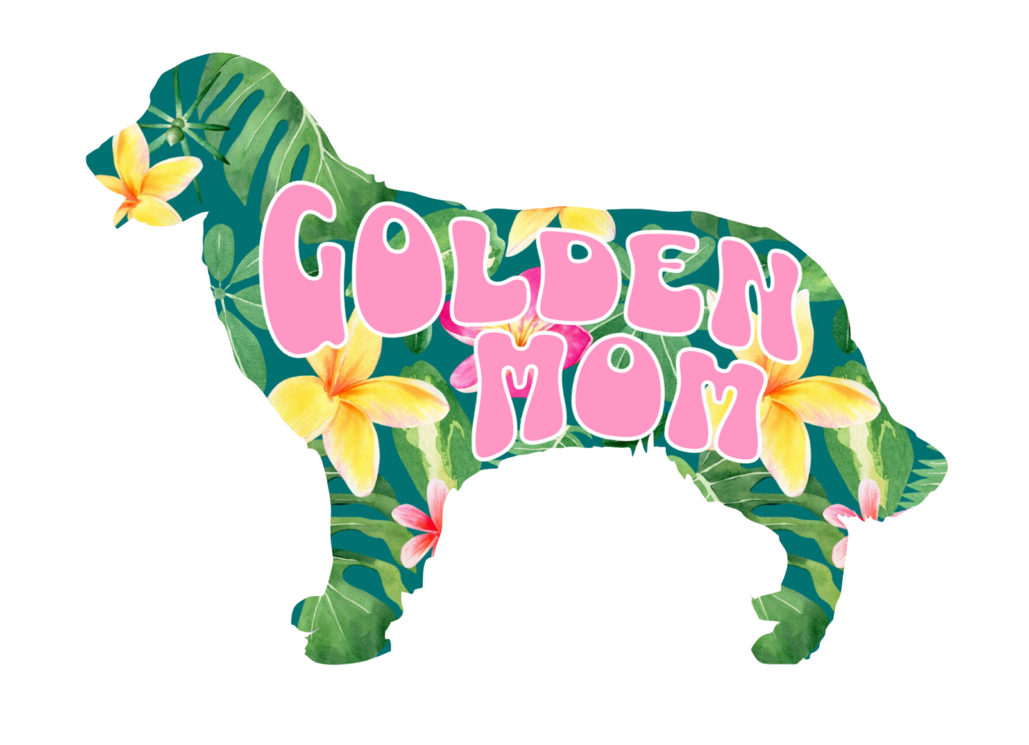 Tropical Golden Retriever Dog Mom Sticker