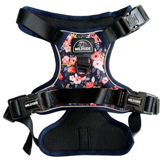 how dog harness should fit, how does dog harness go on, how to use dog harness, what dog harness is best to stop pulling, no pull dog harness, no slip over the head harness, dog harness for large dogs, dog harness with handle, durable dog harness, front clip dog harness, ruffwear dog harness, flower dog harness, puppy dog harness, front harness vs back harness
