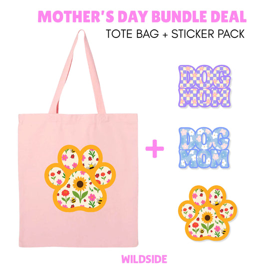 Flower Garden Paw Tote Bag- Mother's Day Bundle Deal