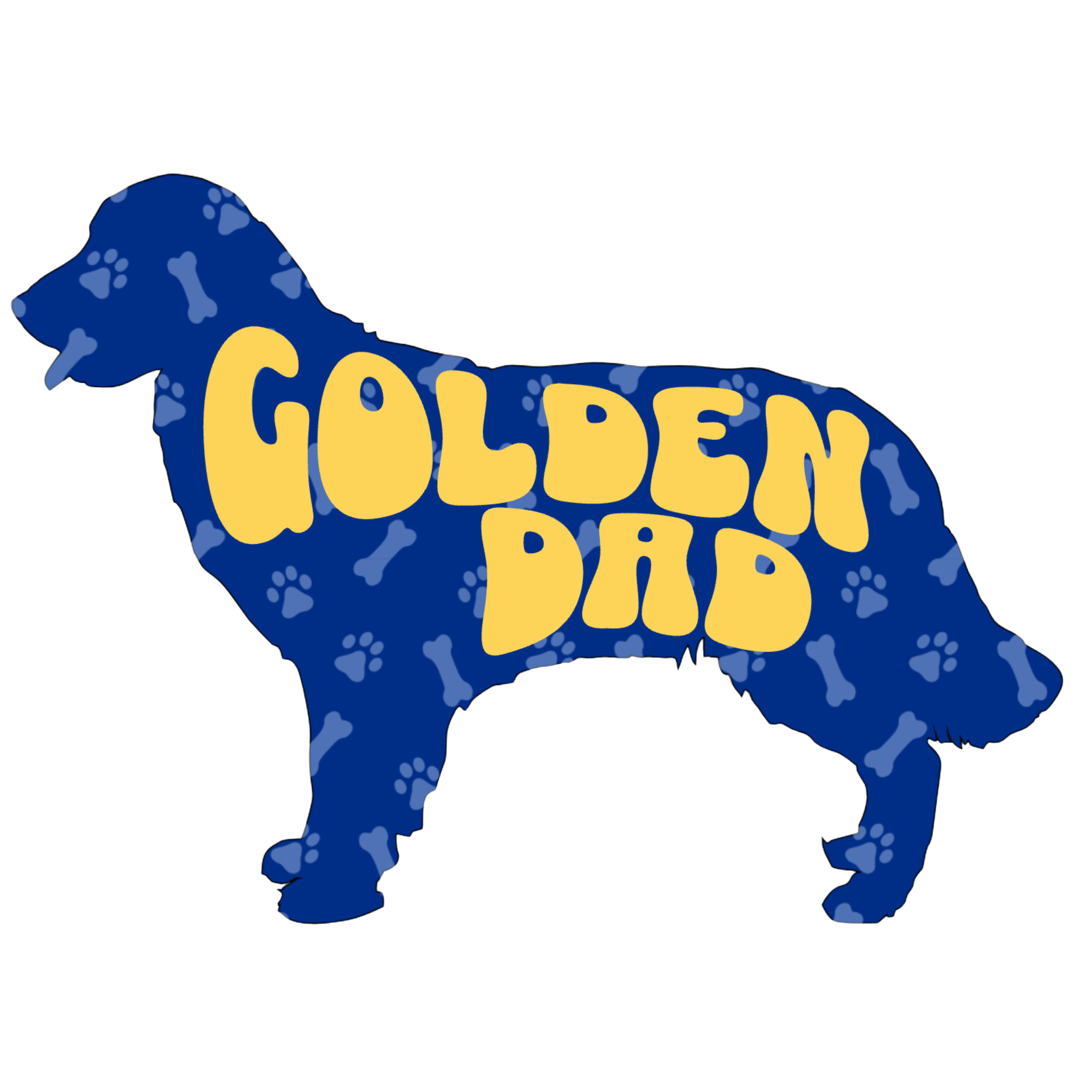 Blue Yellow Golden Retriever Dog Dad Sticker