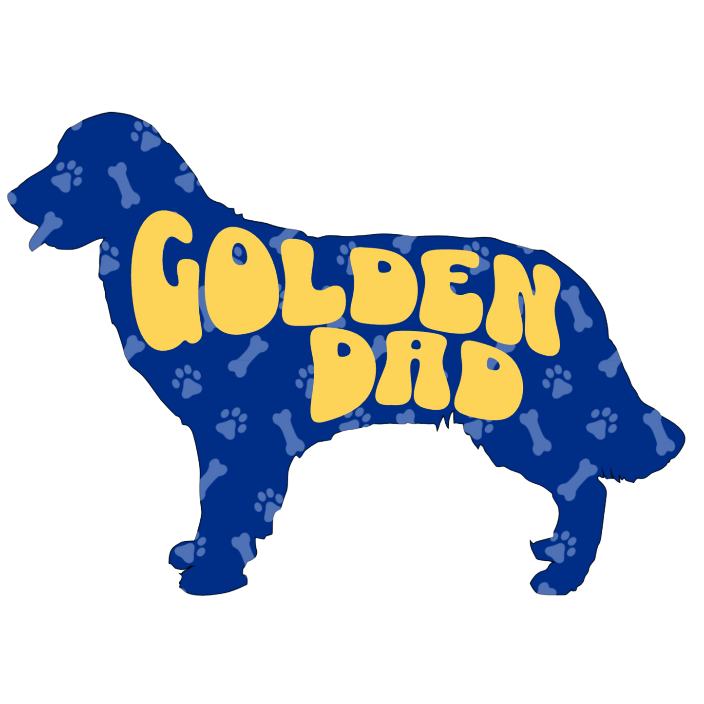 Blue Yellow Golden Retriever Dog Dad Sticker