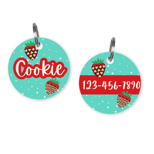 Chocolate Dipped Strawberries Custom Dog ID Tag
