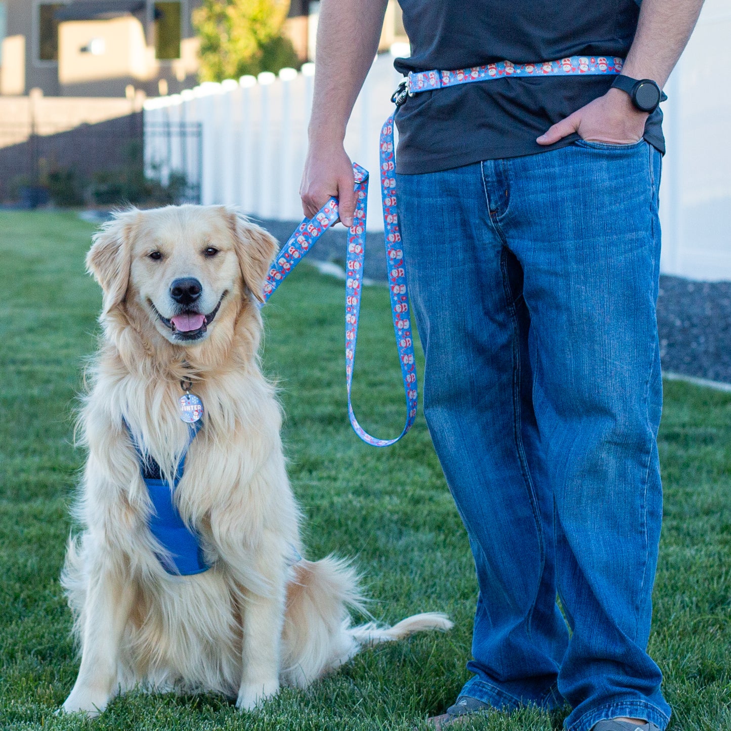 Cutesy Snowman Hands-Free Body Leash for Dogs — Lightweight, Adventure-Proof & Adjustable Holiday Dog Leash