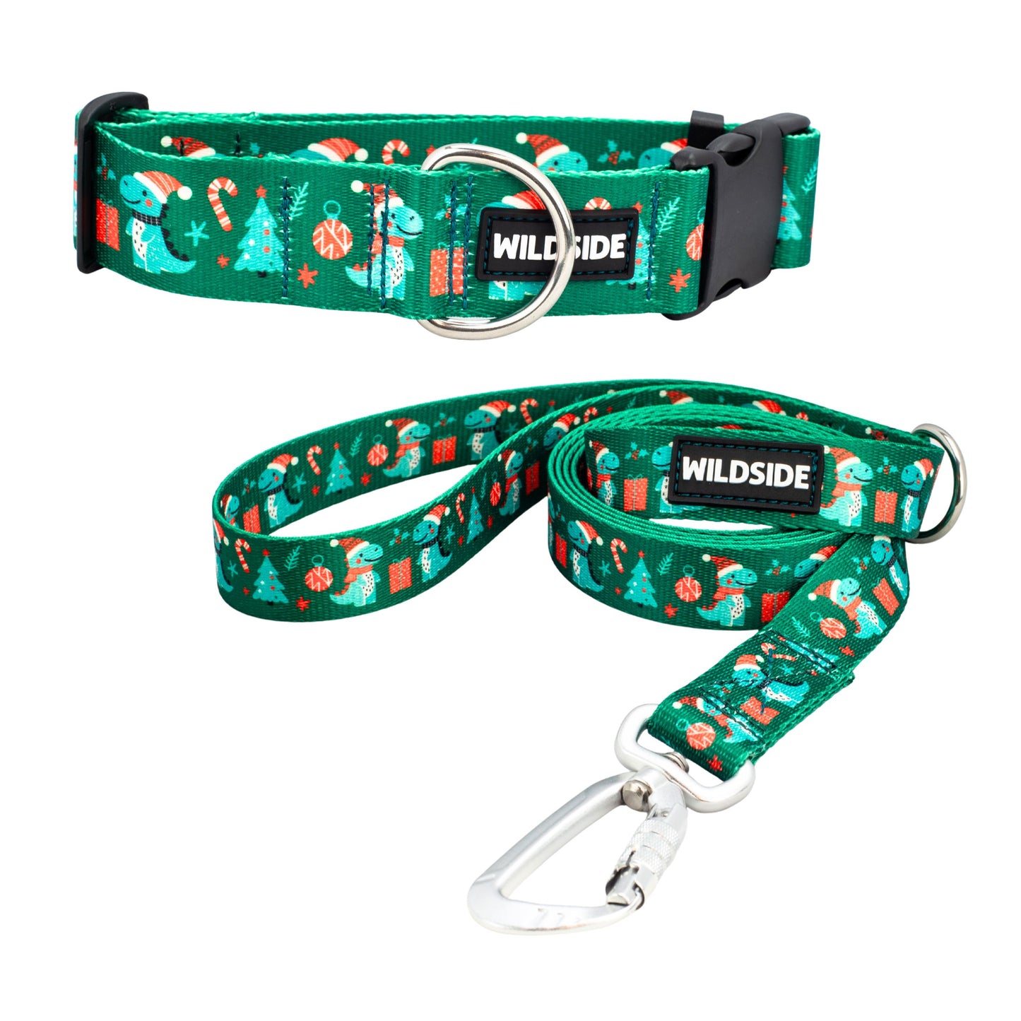 Dino Christmas Dog Collar and leash set