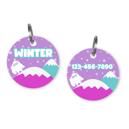 Purple Yeti on The Alps Custom Dog ID Tag