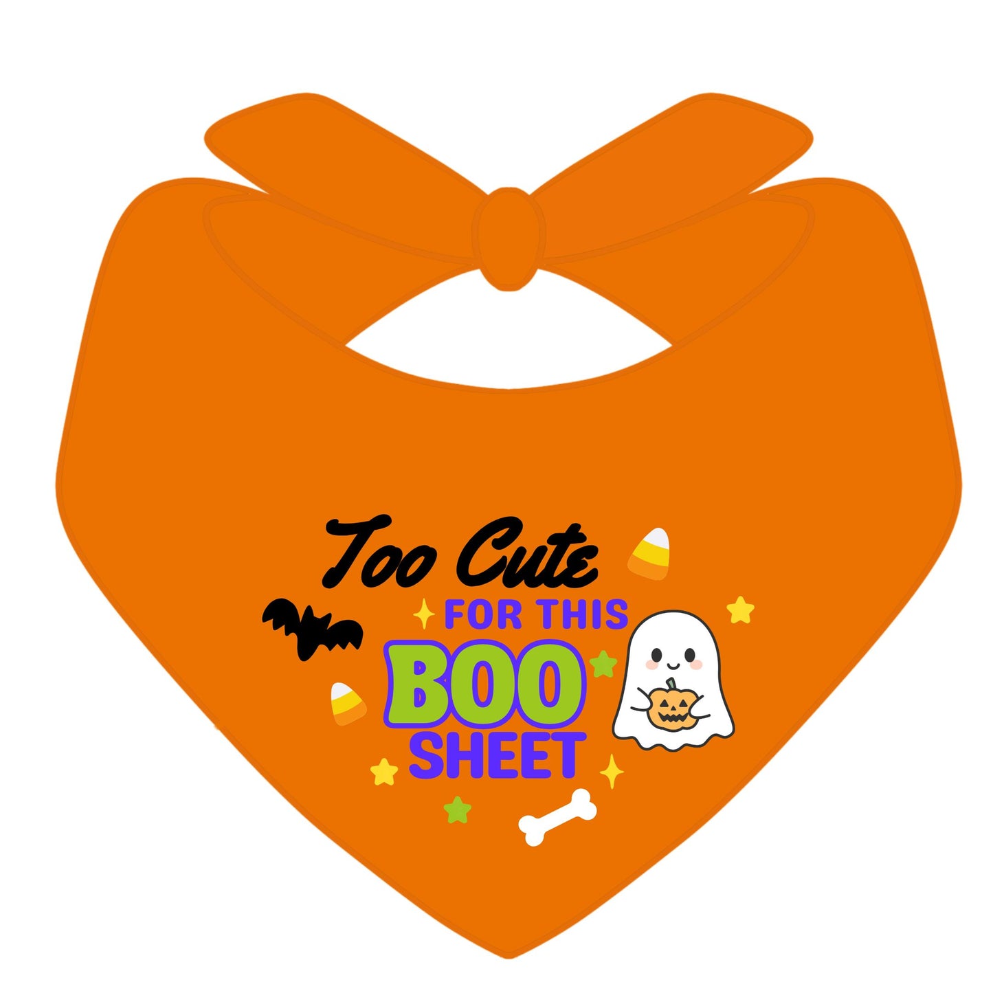 “Too Cute for This Boo Sheet” Halloween Dog Bandana