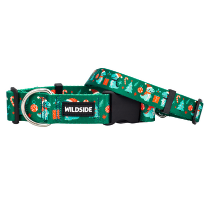 Christmas Dino Holiday Rust Proof Dog Collar- tester