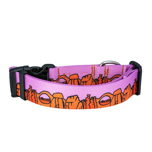 We Love Utah National Parks Rust Proof Dog Collar  (lilac)- Best Adventure Dog Gear for Hiking