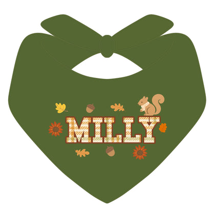 Fall Plaid Dog Bandana with Sunflowers – Personalized Autumn Dog Bandana, Girl Version