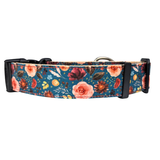 Floral patterned dog collar on a white background
