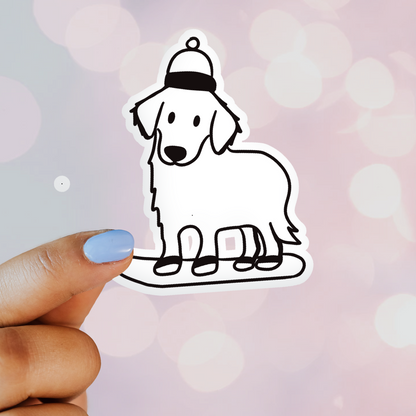 snowboarding sticker, dogs on snow 
