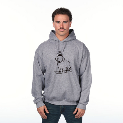 snowboarding dog, golden retriever dad, snow lover, snow town, dog dad gift, christmas gift for dog dads, green hoodie for men, oversized green hoodie, new puppy, puppy training, puppy dog collar