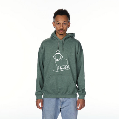 snowboarding dog, golden retriever dad, snow lover, snow town, dog dad gift, christmas gift for dog dads, green hoodie for men, oversized green hoodie, new puppy, puppy training, puppy dog collar