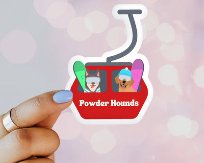 Husky & Golden Retriever Snowboarding Vinyl Sticker