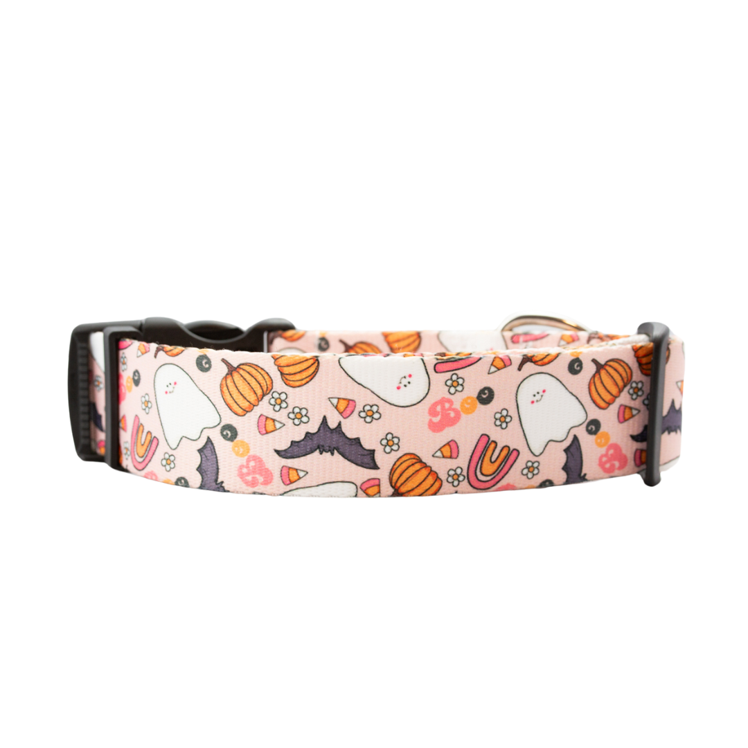 Cutie Pie Pink Ghost Rust Proof Dog Collar