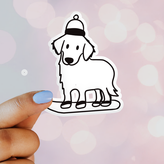 Snowboard Puppy Vinyl Sticker