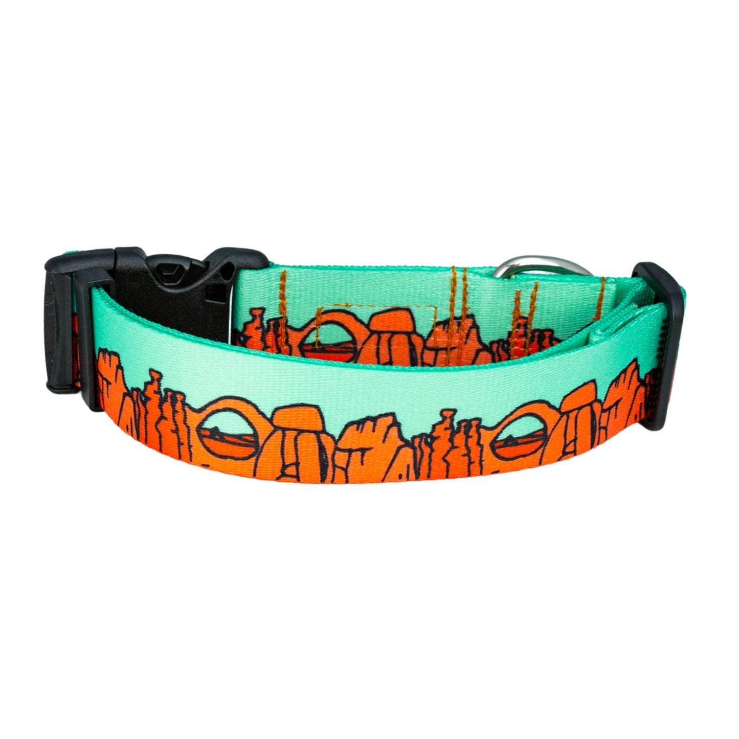 We Love Utah National Parks Rust Proof Dog Collar (mint) - Best Adventure Dog Gear for Hiking