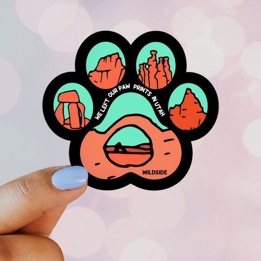  dog paw sticker, mint dog paw, arches national park gift shop, national park gifts, adventure gifts, hiking gifts, dog mom sticker
