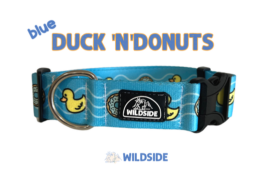 Duck N Donuts Water-Resistant Dog Collar (blue)