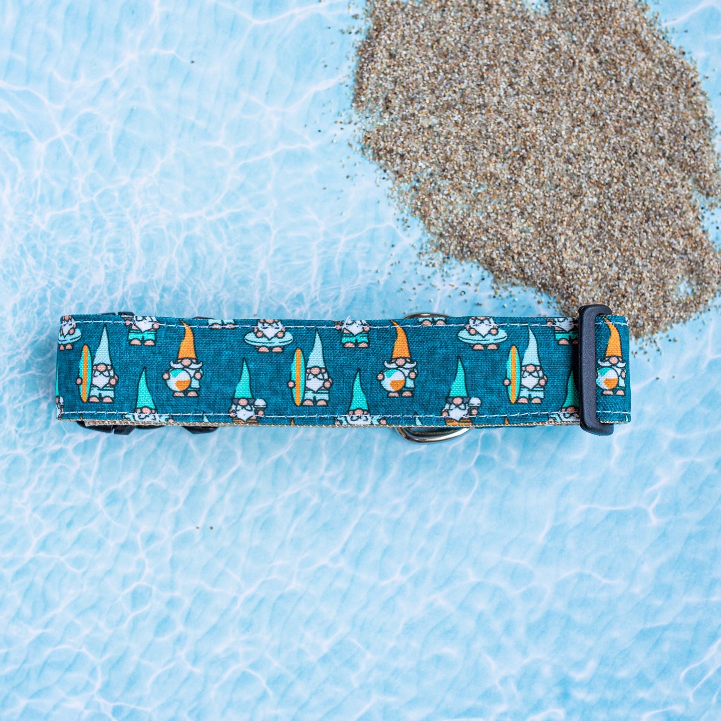 Surf's Up Gnomes - Eco Canvas Collar (dark teal)