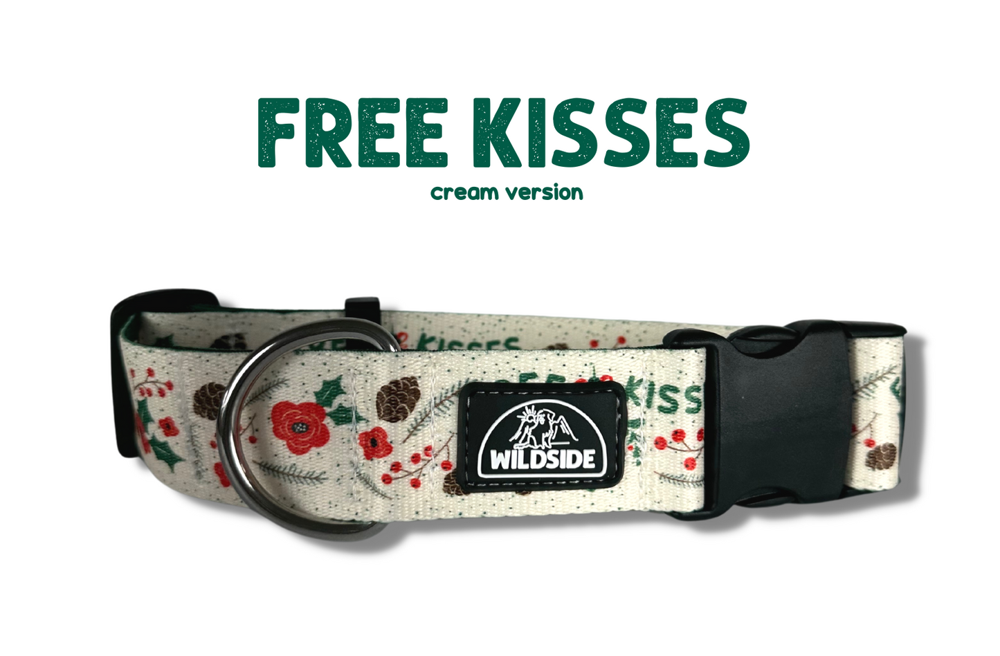 Free Kisses ( Cream Version ) Water Resistant Dog Collar