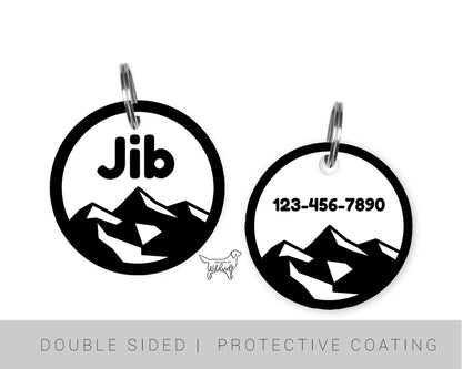 K2 Black & White Mountain Custom Dog ID Tag