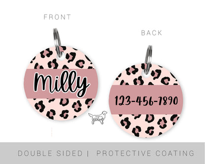 Blush Pink Leopard Custom Dog ID Tag
