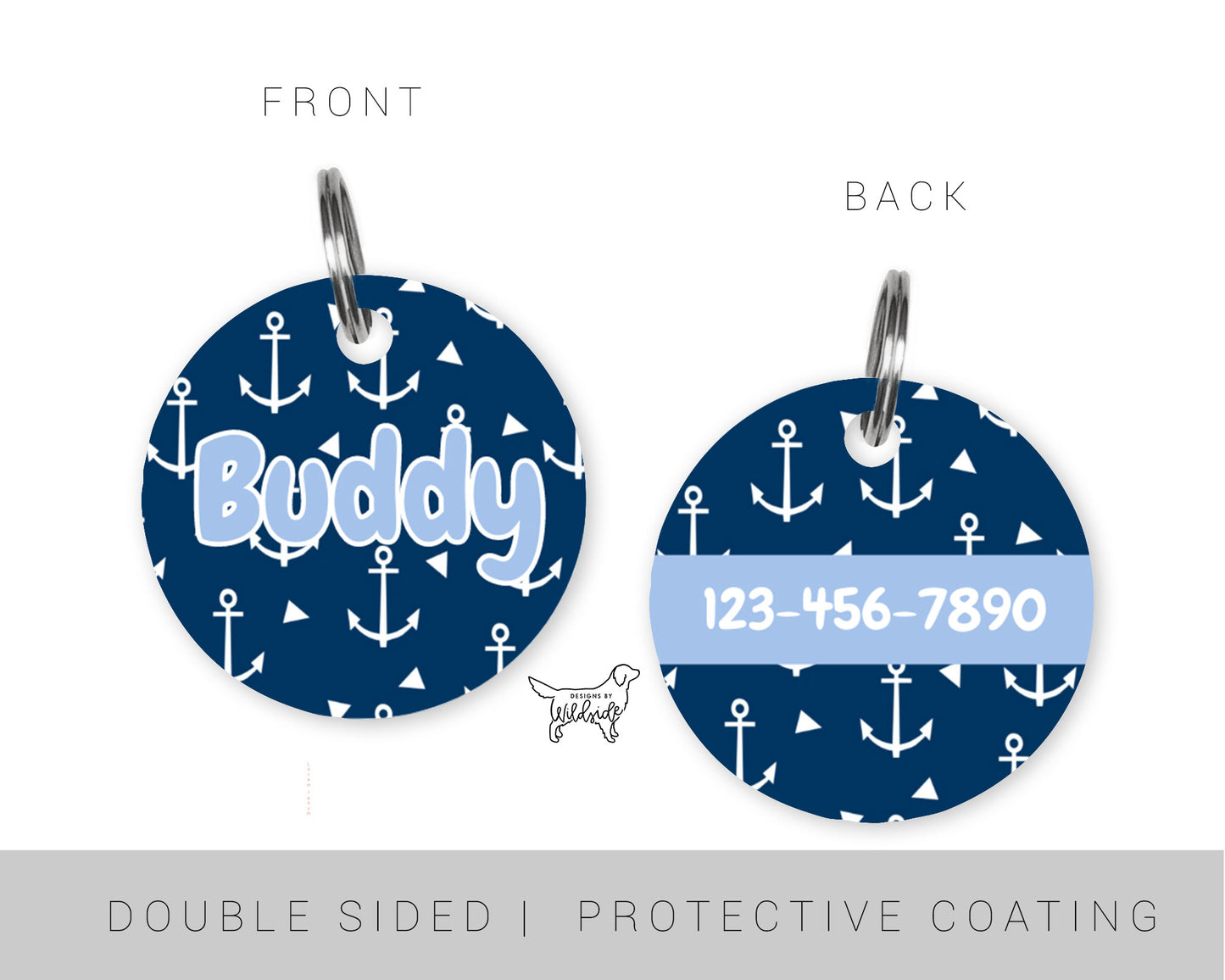Navy Anchor Custom Dog ID Tag