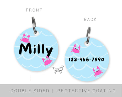 Pink Crabby Custom Dog ID Tag